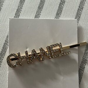 CHANEL Gold stone Hair Accessory barrette Bobby pin NEW